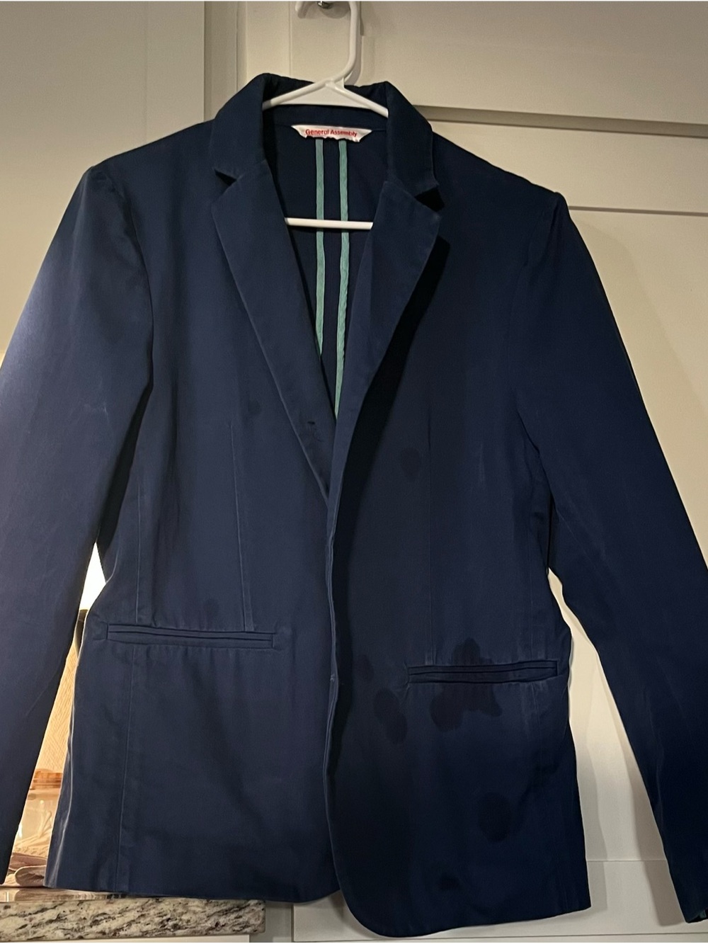 Men's Navy Single-Breasted Blazer - Unbranded